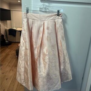 Women's Pink Floral Jacquard Pleated Skirt